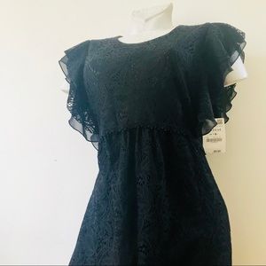 Zara ruffle sleeve midi dress black new sz M
